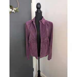 y2k‎ Revue Purple Suede Ruched Button Front Jacket - Medium
